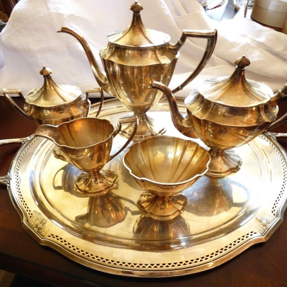 VTG Sheffield Pairpoint Silver plate 5 pc set Coffee Tea pot sugar bowl creamer - Picture 3 of 10